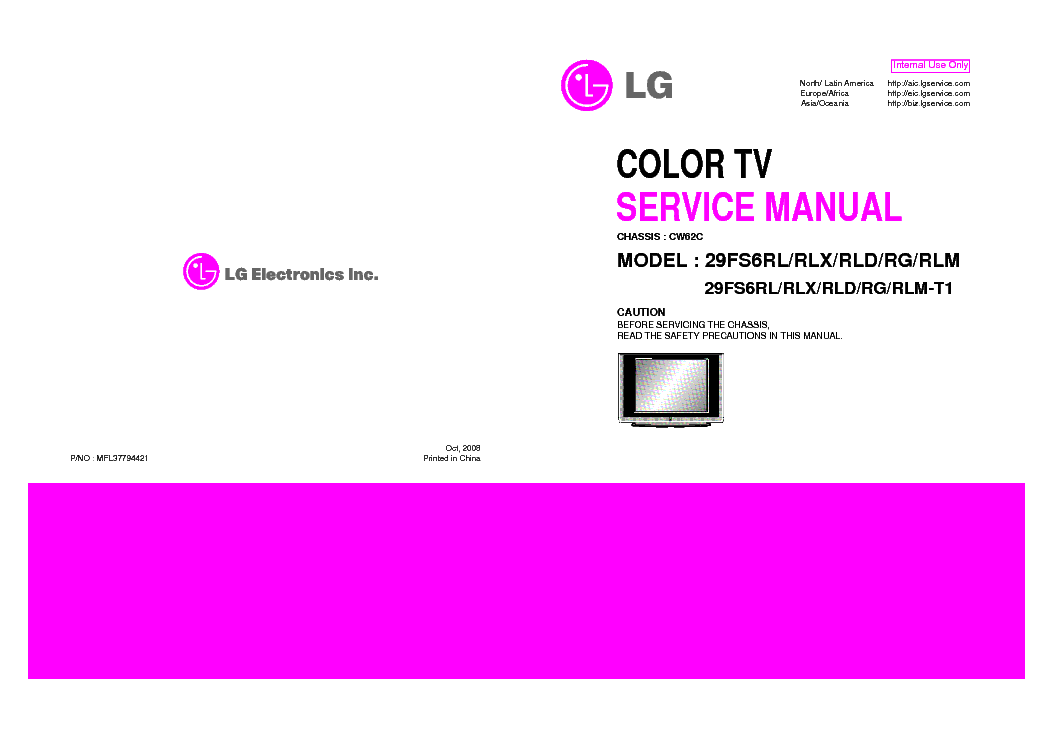 LG 29FS6RL[RLX][RLD][RG][RLM] CHASSIS CW62C service manual (1st page)